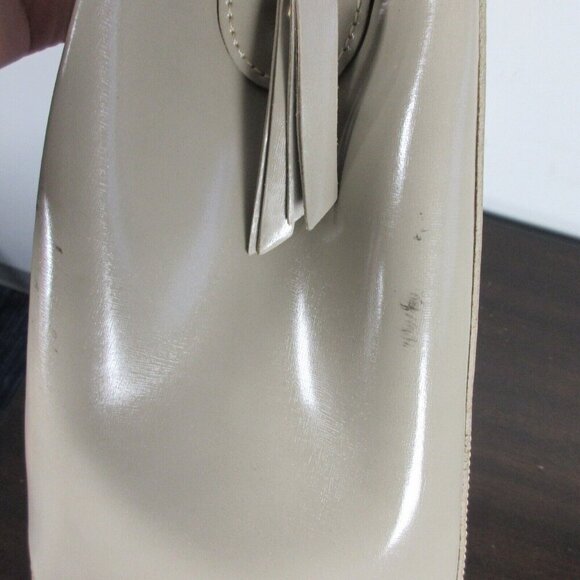 Gilda Tonelli Made in Italy Glittery Tote Bag Cream Glossy Purse Leather 980 - Picture 5 of 14
